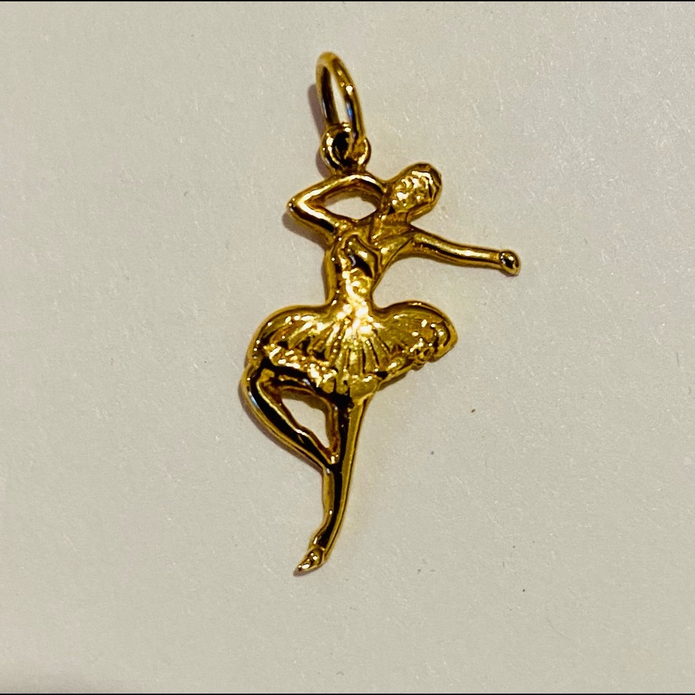 SOLID 14K solid gold ballerina ballet dancing charm